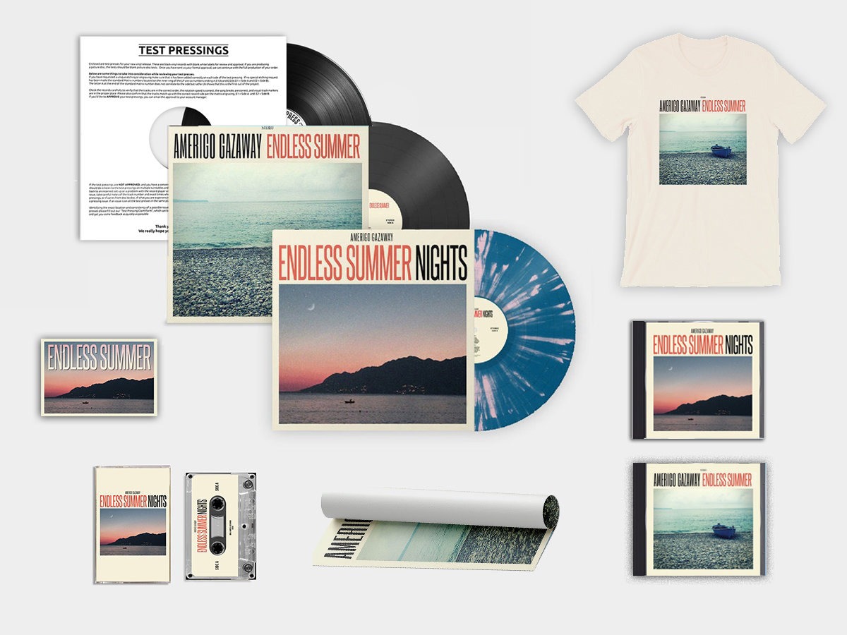 Amerigo Gazaway - Endless Summer Nights - Signed Test Pressing Bundle (3 Vinyl + 2 CDs + Cassette + T-Shirt + Art) - Free Shipping
