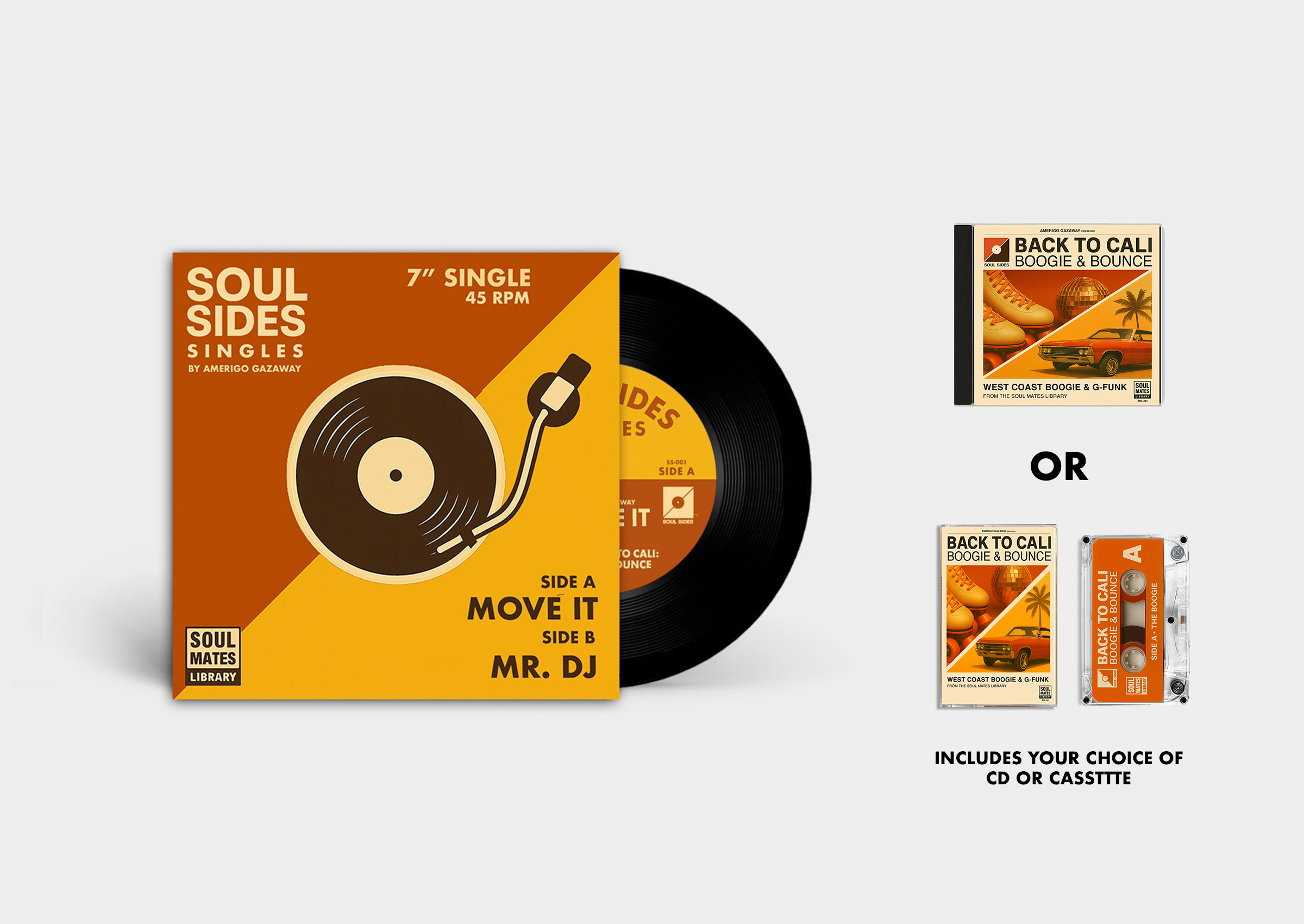 Amerigo Gazaway - Back to Cali: Boogie & Bounce - Mini Bundle (CD or Cassette + 7" Vinyl) [Limited Edition]